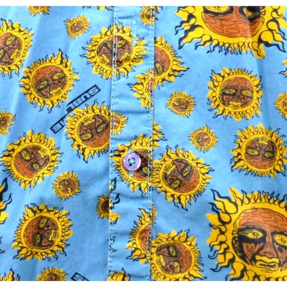 Sublime All Over Graphics Sun Print Short Sleeve Button-Up Shirt 100% Cotton Sma - Picture 5 of 6